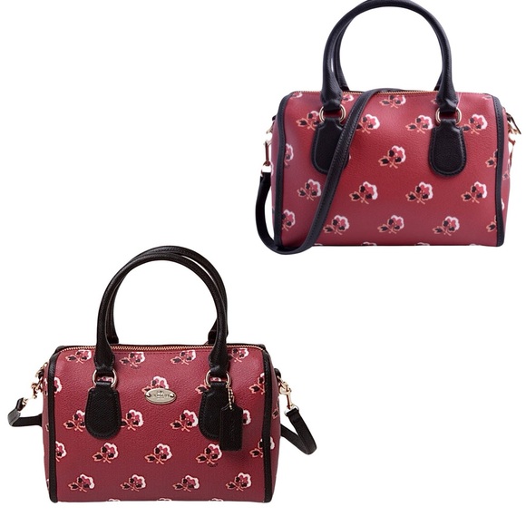 🌹Coach Bramble Rose Mini Bennett Leather Berry Satchel Crossbody MINT COND! - Picture 8 of 13